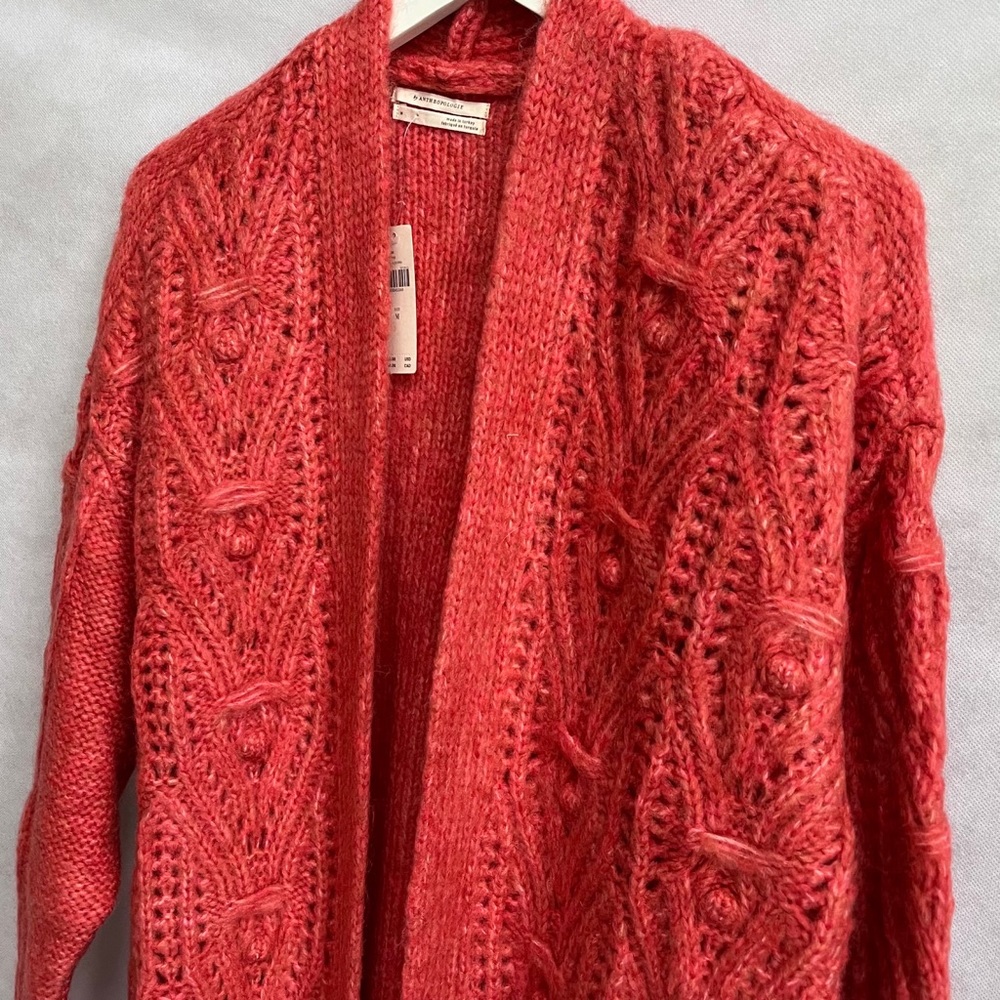 Anthro Nuria Textured Knotch Long Cardigan M - Picture 12 of 17
